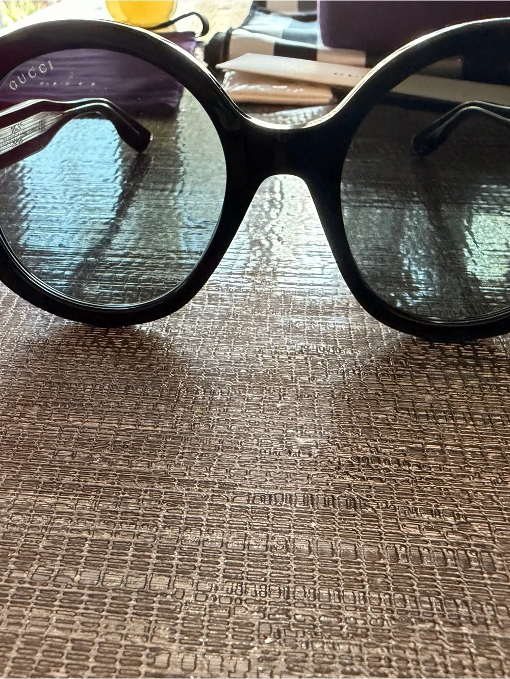 Gucci Oversized Round Black Sunglasses with Dark Lenses